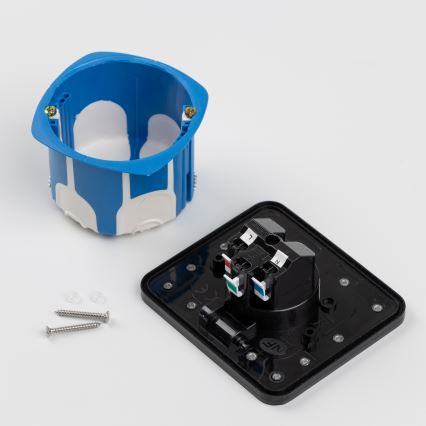 Brilagi - lauko įleidžiamas grindinis lizdas IP55, juodas, stačiakampis