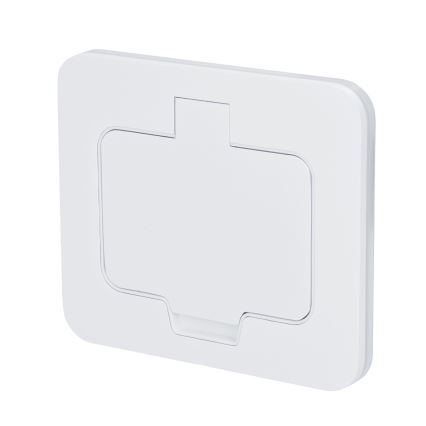 Brilagi - lauko įmontuojamas stačiakampis baltas grindinis lizdas IP55