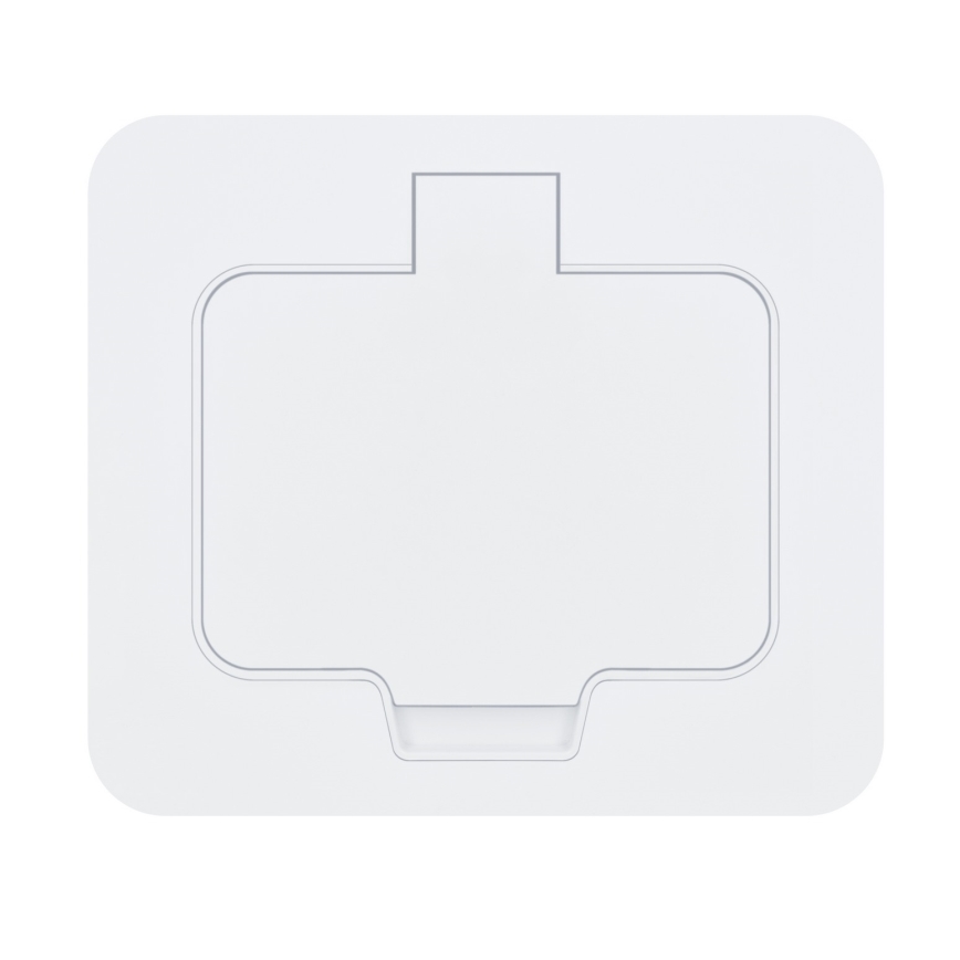 Brilagi - lauko įmontuojamas stačiakampis baltas grindinis lizdas IP55