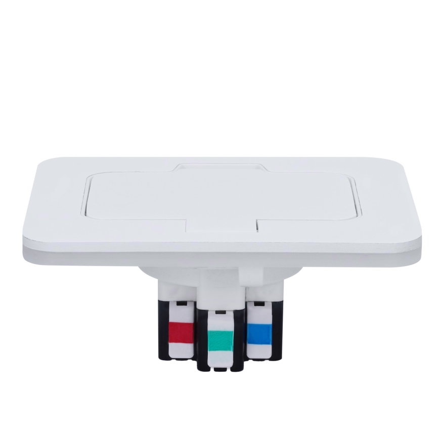 Brilagi - lauko įmontuojamas stačiakampis baltas grindinis lizdas IP55