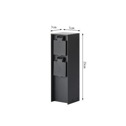 Brilagi - Lauko kištukinis stulpelis PILLAR 2Z SCHUKO 230V IP44 juodas