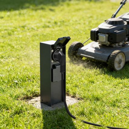 BRILAGI - Lauko kištukinis stulpelis PILLAR 2Z SCHUKO 230V IP44 juodas