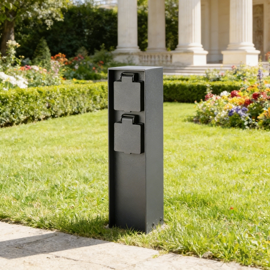BRILAGI - Lauko kištukinis stulpelis PILLAR 2Z SCHUKO 230V IP44 juodas