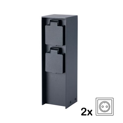 BRILAGI - Lauko kištukinis stulpelis PILLAR 2Z SCHUKO 230V IP44 juodas