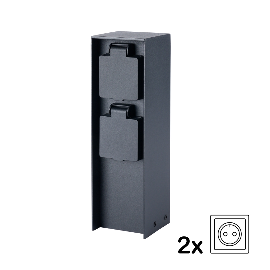 BRILAGI - Lauko kištukinis stulpelis PILLAR 2Z SCHUKO 230V IP44 juodas