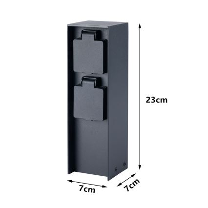 BRILAGI - Lauko kištukinis stulpelis PILLAR 2Z SCHUKO 230V IP44 juodas