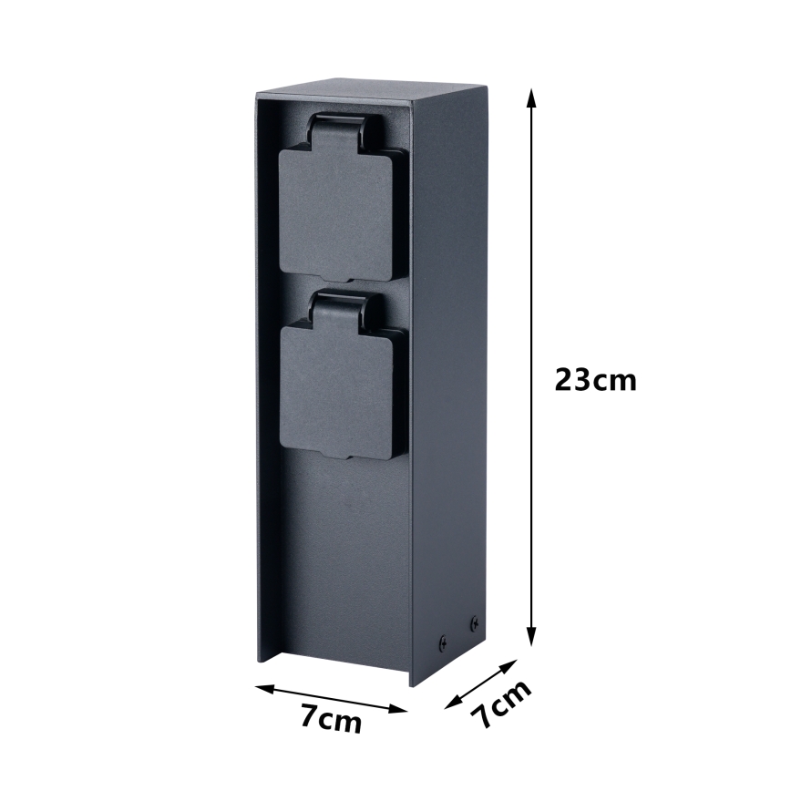 BRILAGI - Lauko kištukinis stulpelis PILLAR 2Z SCHUKO 230V IP44 juodas