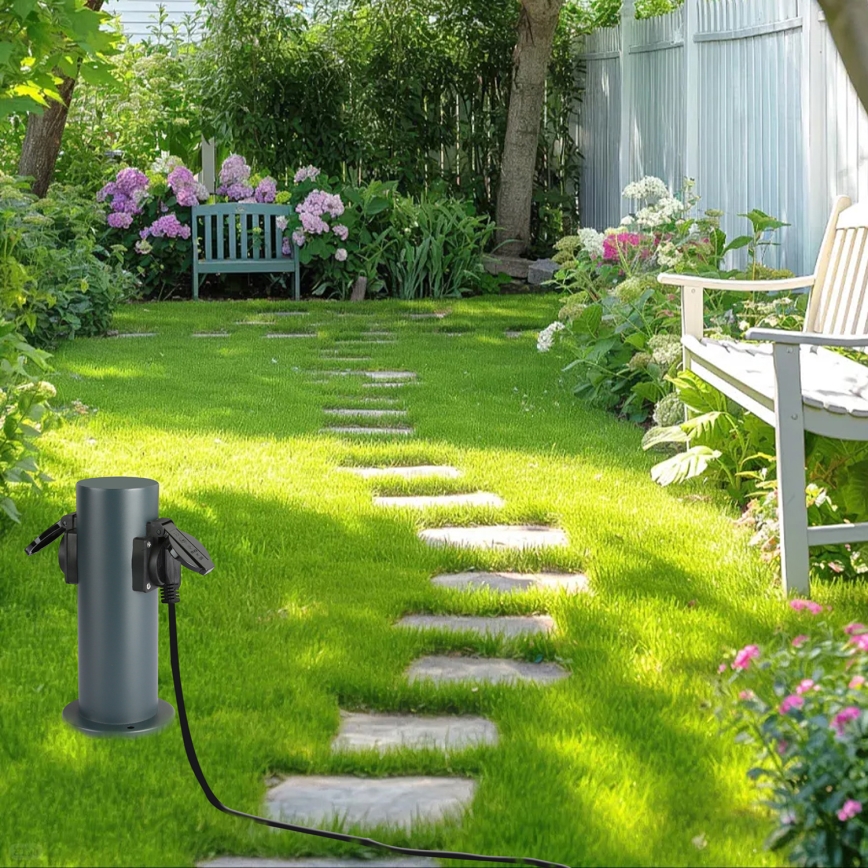 Brilagi - Lauko kištukinių lizdų stulpas PILLAR 2Z SCHUKO 230V IP44 antracitas