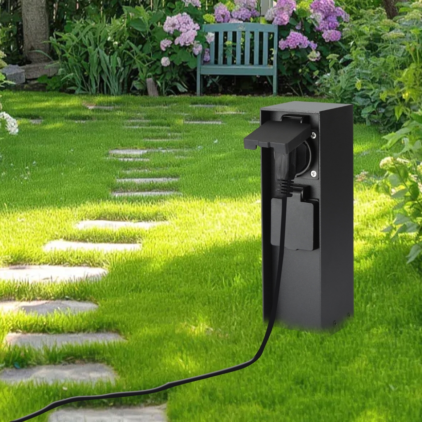 Brilagi - Lauko kištukinių lizdų stulpas PILLAR 2Z SCHUKO 230V IP44 juoda