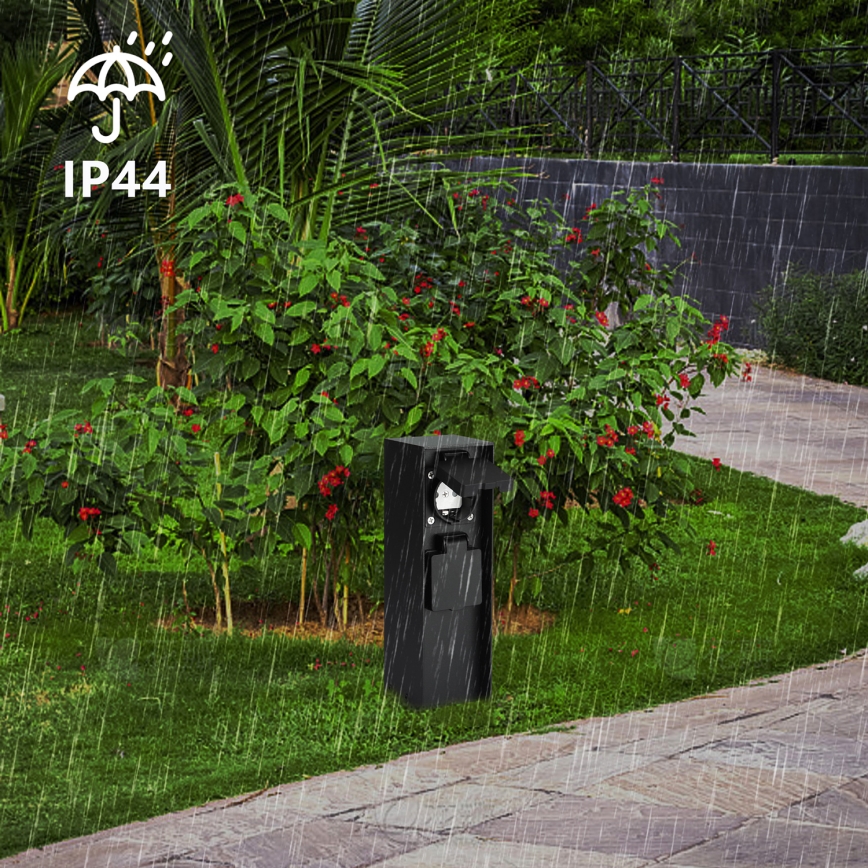 Brilagi - Lauko kištukinių lizdų stulpas PILLAR 2Z SCHUKO 230V IP44 juoda