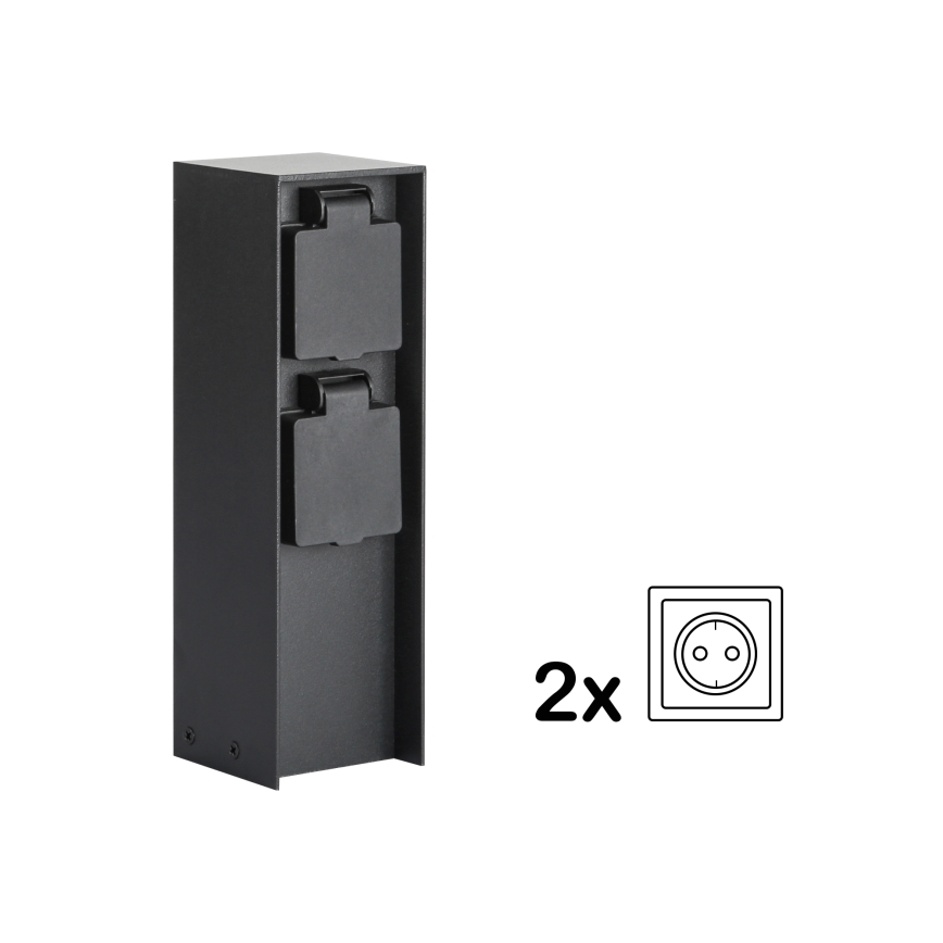 Brilagi - Lauko kištukinių lizdų stulpas PILLAR 2Z SCHUKO 230V IP44 juoda