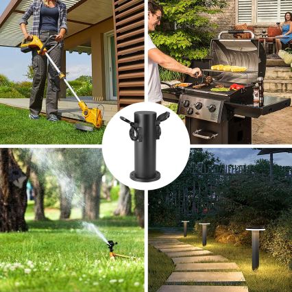 Brilagi - Lauko kištukinių lizdų stulpas PILLAR 2Z SCHUKO 230V IP44 juoda