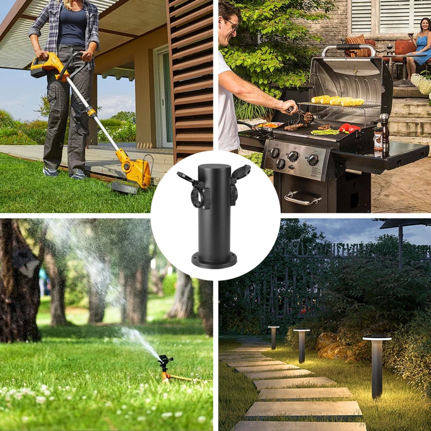 Brilagi - Lauko kištukinių lizdų stulpas PILLAR 2Z SCHUKO 230V IP44 juoda