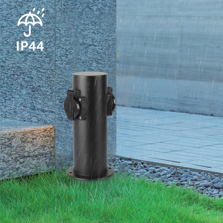 Brilagi - Lauko kištukinių lizdų stulpas PILLAR 2Z SCHUKO 230V IP44 juoda