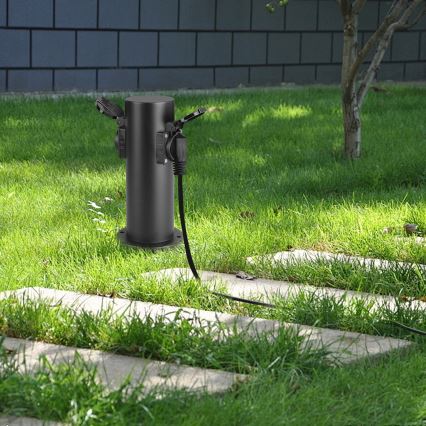 Brilagi - Lauko kištukinių lizdų stulpas PILLAR 2Z SCHUKO 230V IP44 juoda