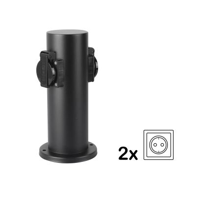 Brilagi - Lauko kištukinių lizdų stulpas PILLAR 2Z SCHUKO 230V IP44 juoda