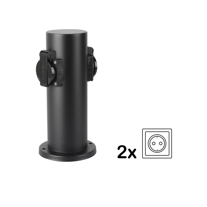 Brilagi - Lauko kištukinių lizdų stulpas PILLAR 2Z SCHUKO 230V IP44 juoda