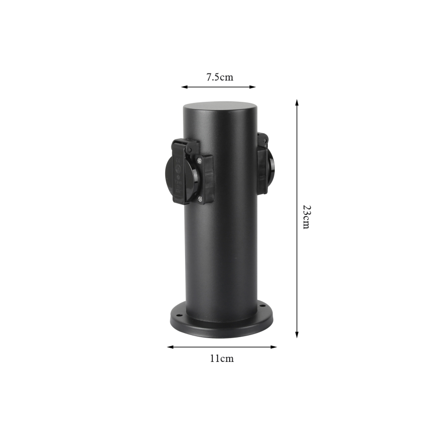 Brilagi - Lauko kištukinių lizdų stulpas PILLAR 2Z SCHUKO 230V IP44 juoda