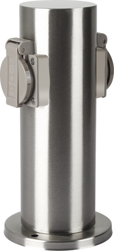Brilagi - Lauko kištukinių lizdų stulpas PILLAR 2Z SCHUKO 230V IP44 matinis chromas