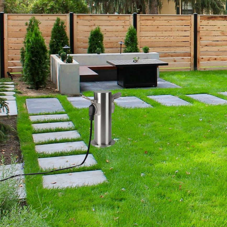 Brilagi - Lauko kištukinių lizdų stulpas PILLAR 2Z SCHUKO 230V IP44 matinis chromas