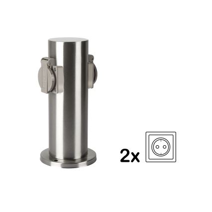 Brilagi - Lauko kištukinių lizdų stulpas PILLAR 2Z SCHUKO 230V IP44 matinis chromas