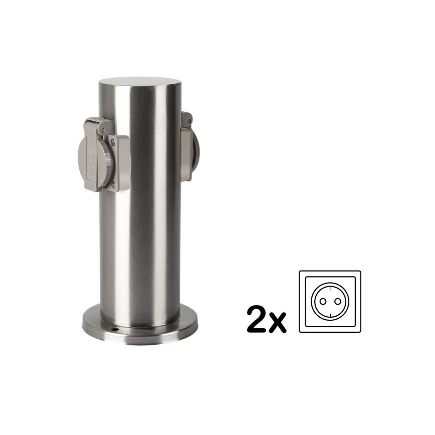 Brilagi - Lauko kištukinių lizdų stulpas PILLAR 2Z SCHUKO 230V IP44 matinis chromas