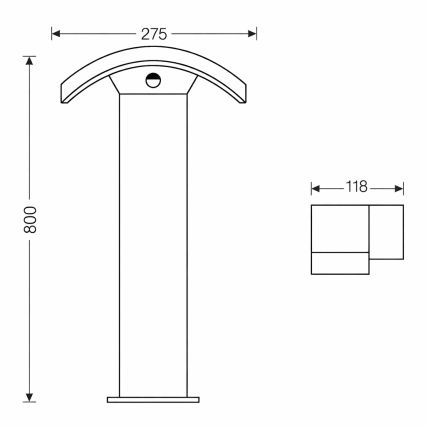 Brilagi - LED Lauko šviestuvas su jutikliu ARCELO LED/9W/230V 80 cm IP54