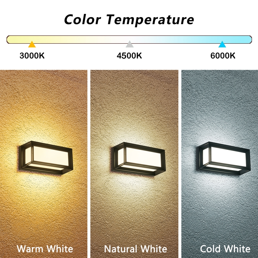 Brilagi - LED lauko sieninis šviestuvas PARKER LED/12W/230V 3000/4500/6000K juodas IP44
