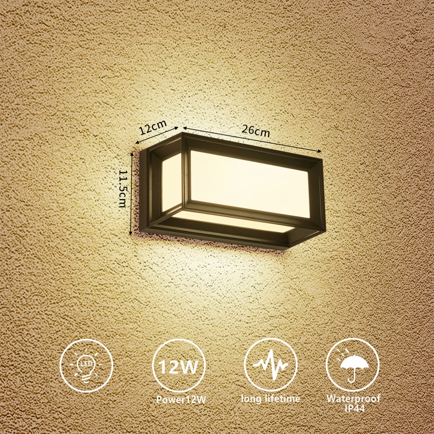 Brilagi - LED lauko sieninis šviestuvas PARKER LED/12W/230V 3000/4500/6000K juodas IP44