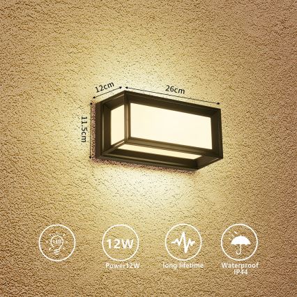 Brilagi - lauko LED sieninis šviestuvas PARKER LED/12W/230V juodas IP44