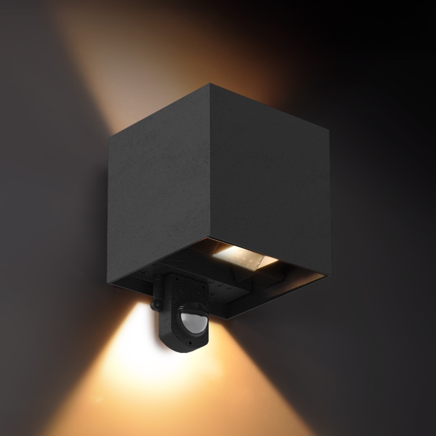 Brilagi - lauko LED sieninis šviestuvas su judesio jutikliu CUBE LED/6W/230V juodas IP65