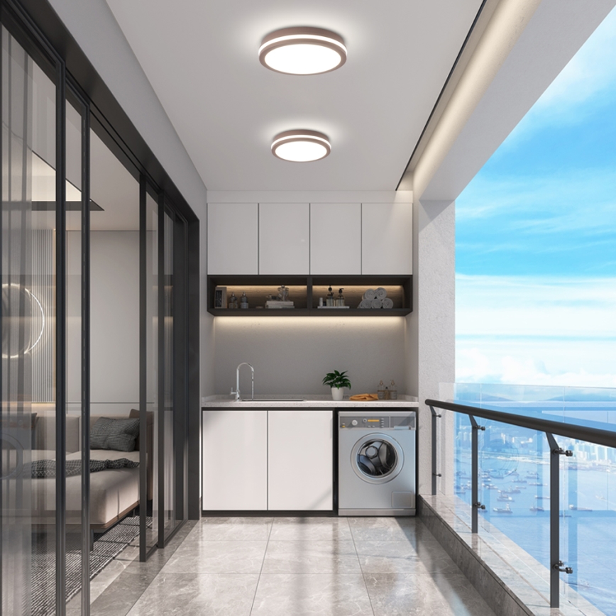 Brilagi - BENE lauko LED šviestuvas su judesio jutikliu 24W/230V Ø 26 cm rudas IP54