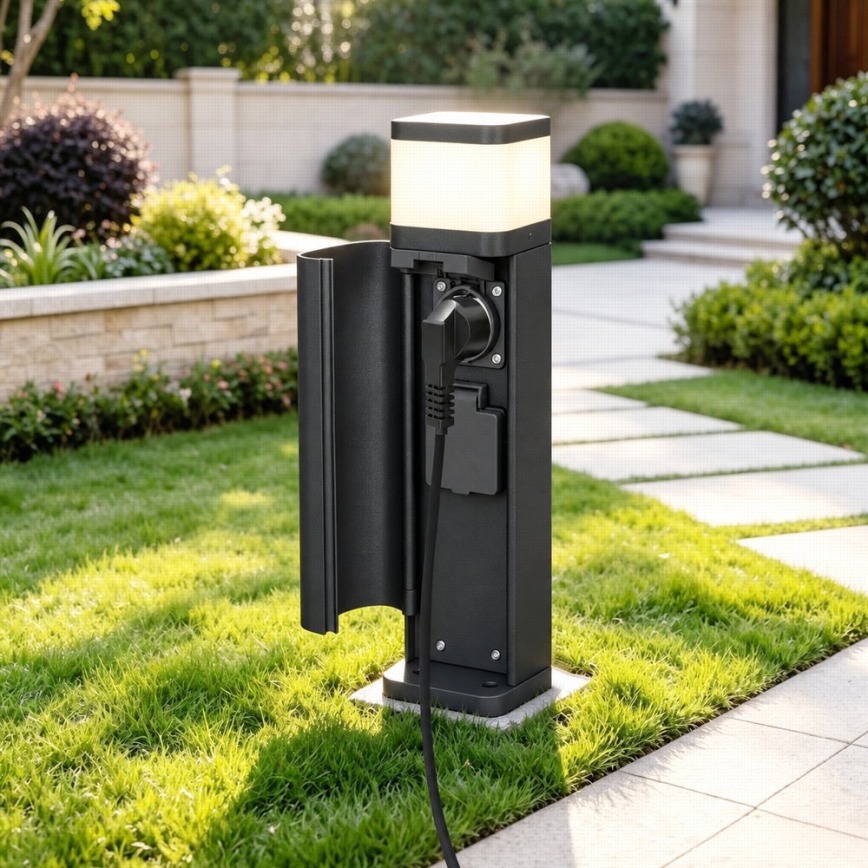 BRILAGI - Lauko lempa PILLAR su 2 SCHUKO lizdais 1xG9/11W/230V IP44 juoda