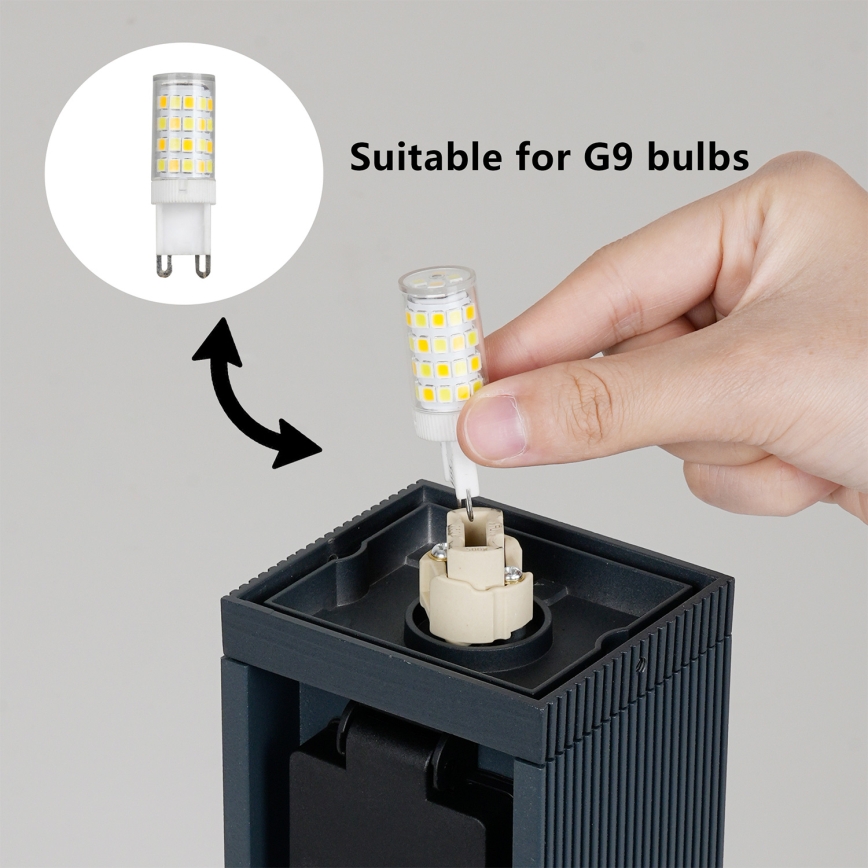 Brilagi -Lauko lempa su 2 SCHUKO lizdais PILLAR 1xG9/11W/230V IP44 antracitas