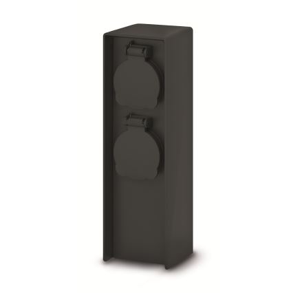 Brilagi - Lauko lizdų stulpelis, 2 lizdai, 230 V, IP44, SCHUKO, juodas