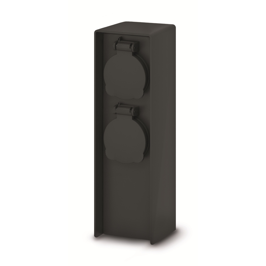 Brilagi - Lauko lizdų stulpelis, 2 lizdai, 230 V, IP44, SCHUKO, juodas