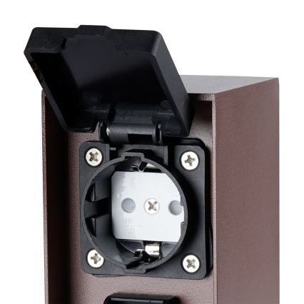 Brilagi - Lauko lizdų stulpelis PILLAR, 2 Schuko lizdai, 230 V, IP44, rudos spalvos