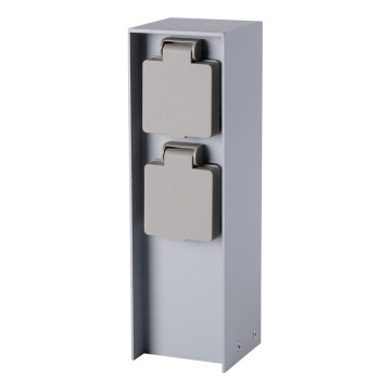Brilagi - Lauko lizdų stulpelis PILLAR 2Z SCHUKO 230V IP44 sidabrinis
