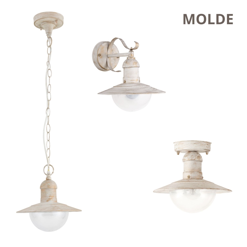 Brilagi - Lauko lubinis šviestuvas MOLDE 1xE27/60W IP44 balta/patina