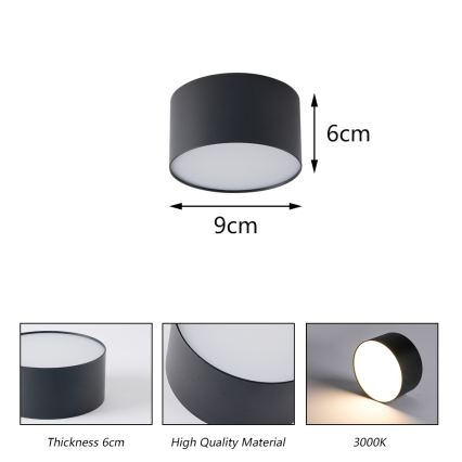 BRILAGI - Lauko lubų šviestuvas FORIS LED/9W/230V skersmuo 9 cm juodas IP44