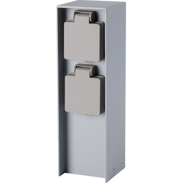 Brilagi - Lauko maitinimo stulpelis PILLAR, 2x Schuko lizdai, 230 V, IP44, sidabro spalvos