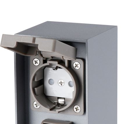 Brilagi - Lauko maitinimo stulpelis PILLAR, 2x Schuko lizdai, 230 V, IP44, sidabro spalvos