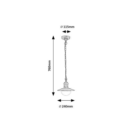 Brilagi - Lauko pakabinamas šviestuvas MOLDE 1xE27/60W IP44 bronzinis/patinuotas