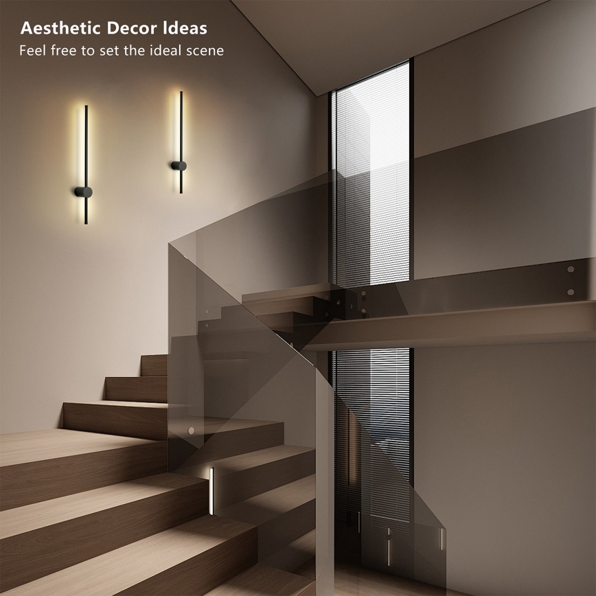 Brilagi - LED lauko sieninis šviestuvas AURA LED/12W/230V 4000K IP54 65 cm juodas CRI 90