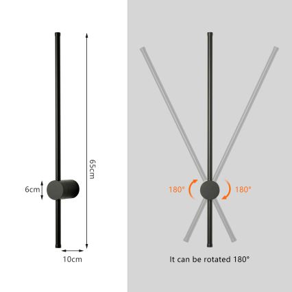 Brilagi - LED lauko sieninis šviestuvas AURA LED/12W/230V 4000K IP54 65 cm juodas CRI 90