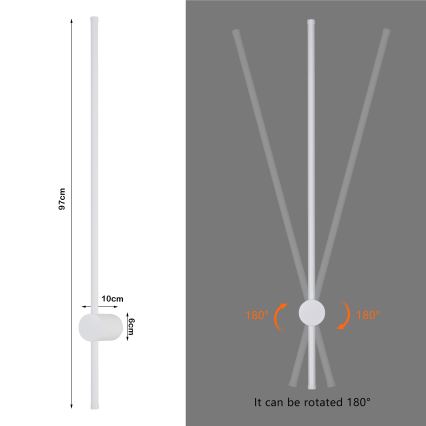 Brilagi - LED lauko sieninis šviestuvas AURA LED/20W/230V 3000K IP54 97 cm balta CRI 90