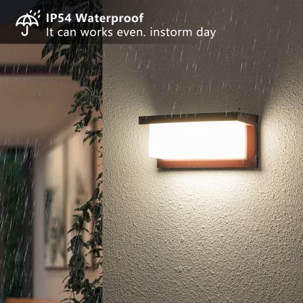 Brilagi - LED lauko sieninis šviestuvas su jutikliu BRICKY LED/12W/230V, rudos spalvos, IP54