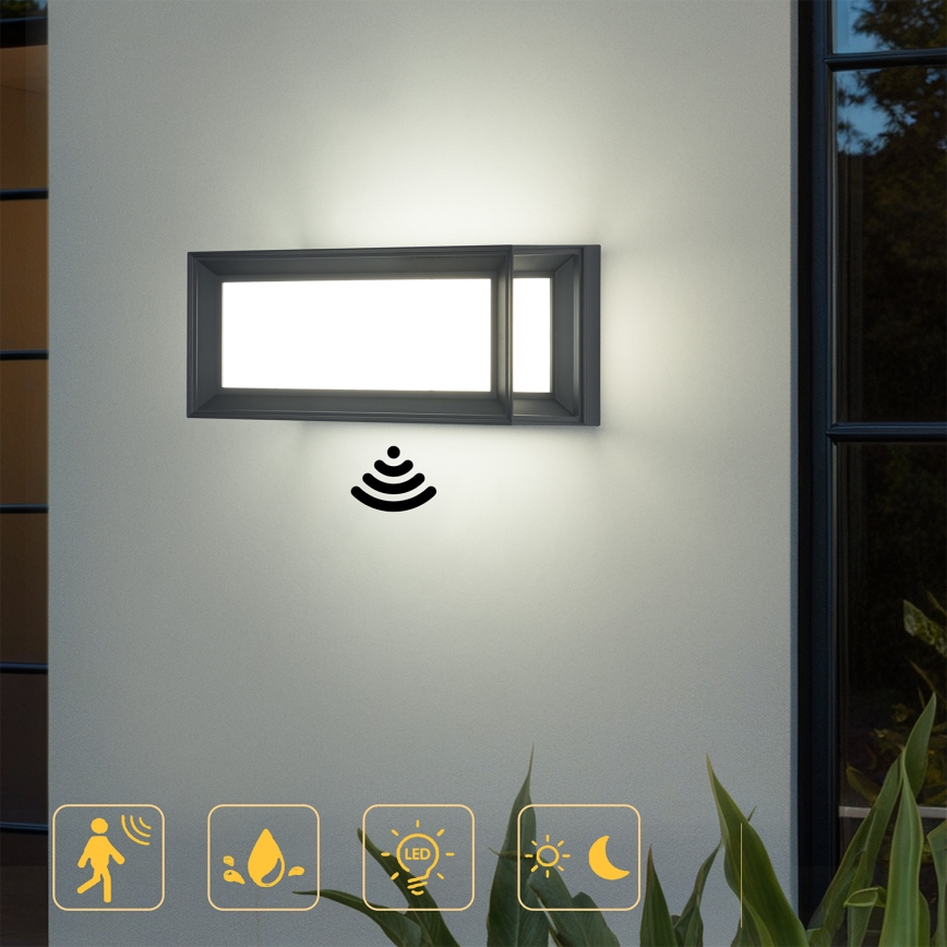 Brilagi - LED lauko sieninis šviestuvas su jutikliu PARKER LED/12W/230V antracitas IP44