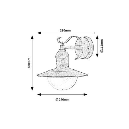 Brilagi - Lauko sieninis šviestuvas MOLDE 1xE27/60W/230V IP44 balta/patina