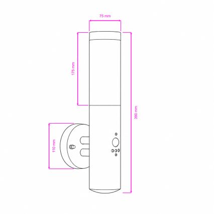 BRILAGI - Lauko sieninė lempa su judesio jutikliu ELIA 1xE27/20W/230V IP44 matinis chromas